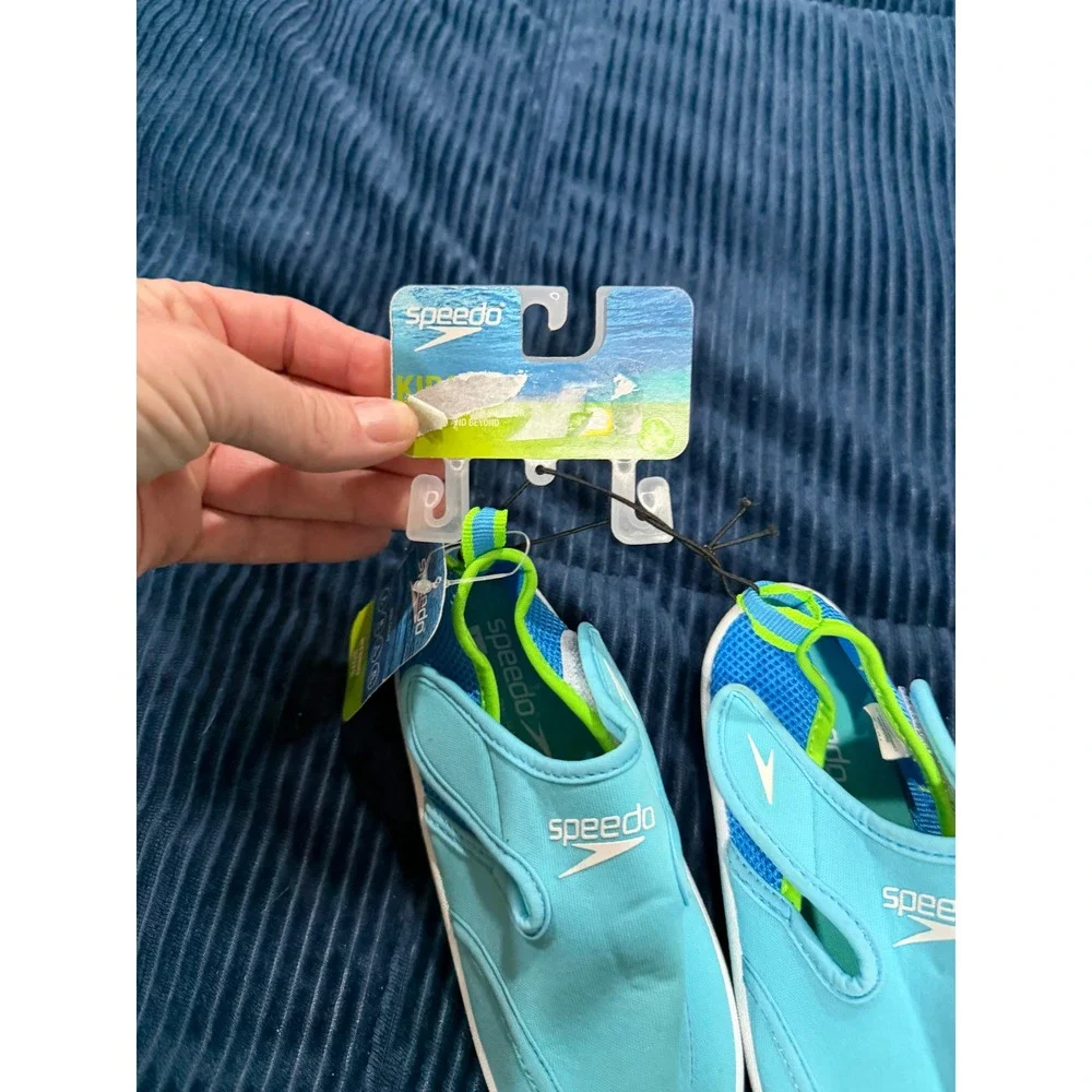 Speedo Boys Hybrid Water Shoes Bachelor Button Blue Green Size L 9-10 NEW - Picture 1 of 9